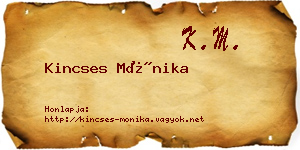 Kincses Mónika névjegykártya